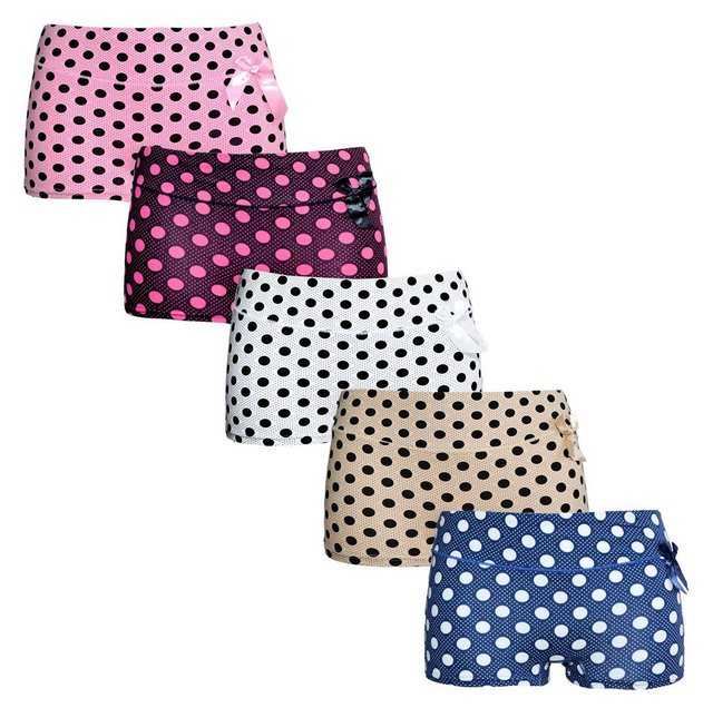 Markenwarenshop-Style Panty 5 x Damen Boxershorts Slips Panty Hot Pants Hipster mit Punkte 8025 M Größe: XL