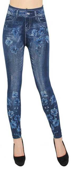 dy_mode Thermoleggings "Thermo Leggings Damen Jeggings Gefüttert Jeans-Optik Thermohose" elastischem Bund
