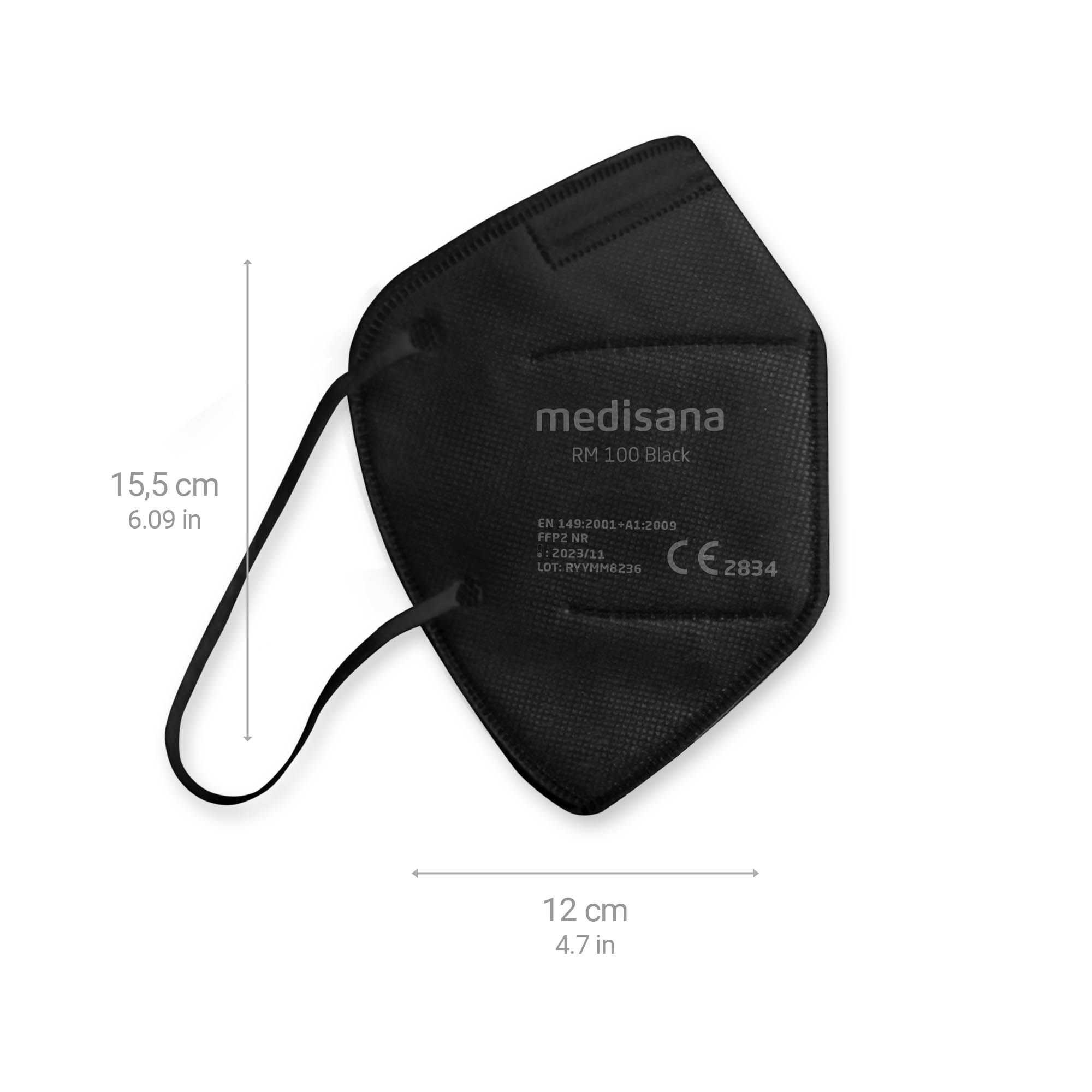 medisana RM 100 Ffp2 Atemschutzmaske in Schwarz – Staubmaske Atemmaske – 10 Stück