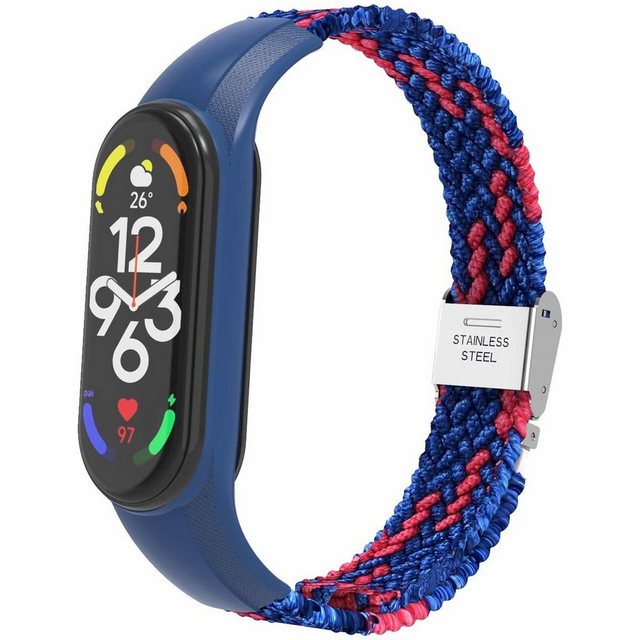 Wigento Smartwatch-Armband "Für Xiaomi Mi Band 7 Uhr Watch Nylon Silikon Armband Ersatz Sport Arm Band Muster 12"