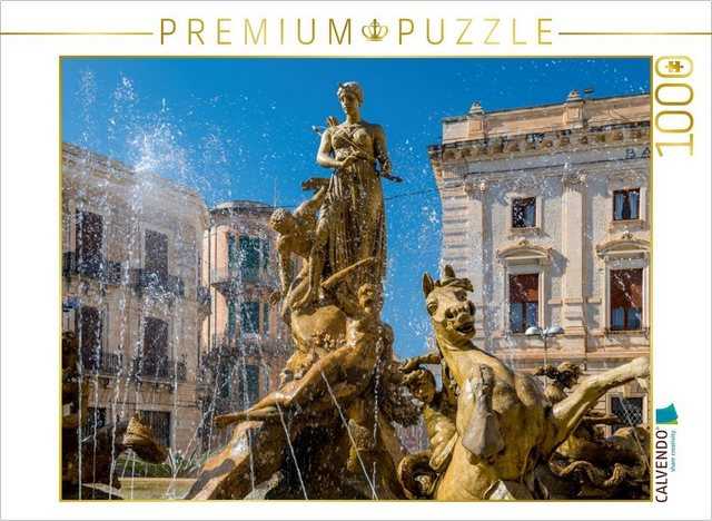 CALVENDO Puzzle CALVENDO Puzzle Piazza Archimedes mit Artemisbrunnen, Syracusa 1000 Teile Lege-Größe 64 x 48 cm Foto-Puzzle Bild von Olaf Bruhn, 1000 Puzzleteile
