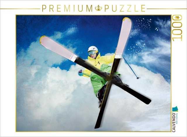 CALVENDO Puzzle CALVENDO Puzzle Skiakrobat in der Luft 1000 Teile Lege-Größe 64 x 48 cm Foto-Puzzle Bild von Val Thoermer, 1000 Puzzleteile