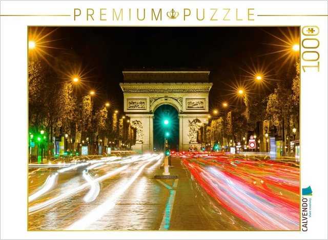 CALVENDO Puzzle CALVENDO Puzzle Triumphbogen in Paris bei Nacht 1000 Teile Lege-Größe 64 x 48 cm Foto-Puzzle Bild von Christian Müller, 1000 Puzzleteile