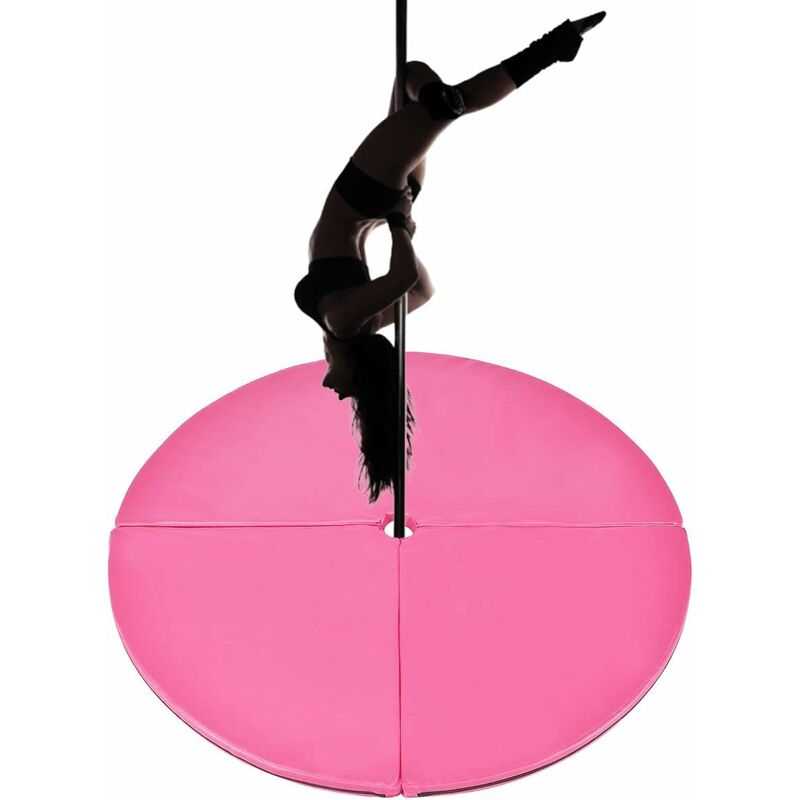 Goplus – Vierfach Stangentanz Schutzmatte, Sicherheitsmatte Faltbar, Pole Dance Craschmatte, aus pvc und Perle Baumwolle, Durchmesser 150cm (Rosa)