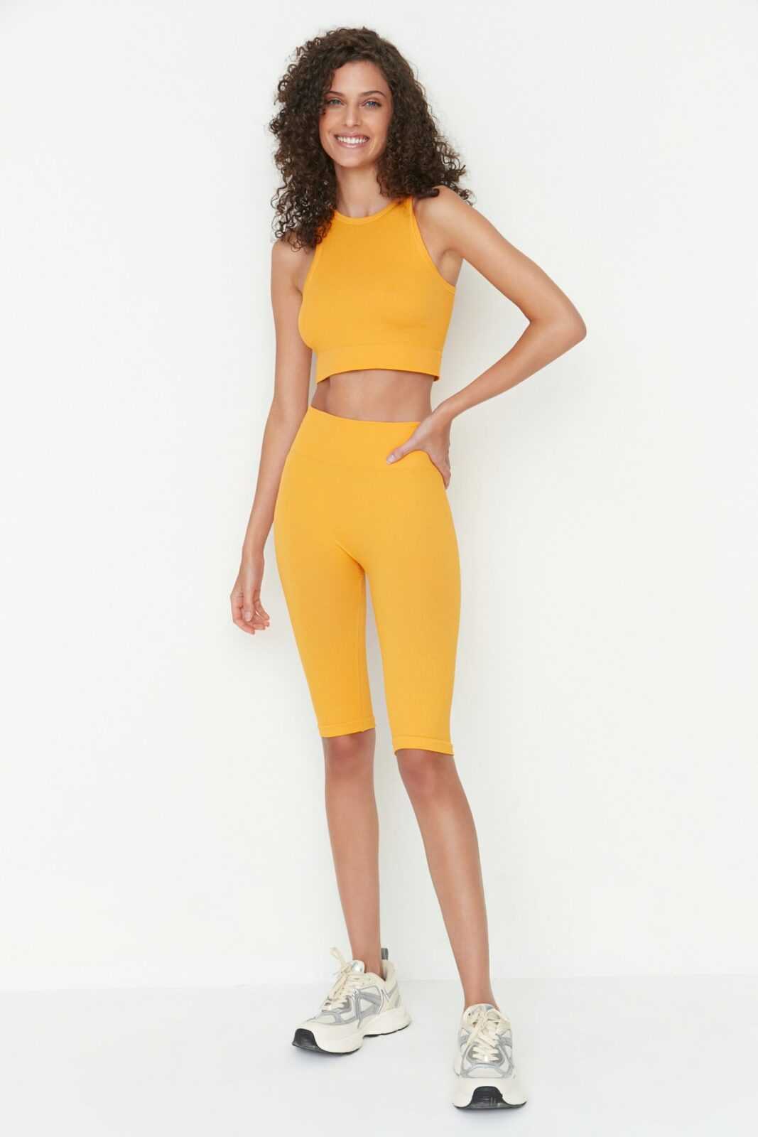 Trendyol Collection Sport-leggings Orange Hoher Bund für Damen – XS/S