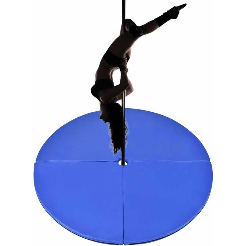 Goplus – Vierfach Stangentanz Schutzmatte, Sicherheitsmatte Faltbar, Pole Dance Craschmatte, aus pvc und Perle Baumwolle, Durchmesser 150cm (Blau)