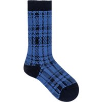 HUDSON Damen GLENCHECK –  35/38 – Damen Langsocken mit klassischem Glencheck-Muster – Marine (Blau)