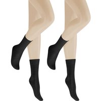 HUDSON Damen ONLY 2-PACK –  35/38 – Socken im Doppelpack aus hochwertiger Schurwolle – Black (Schwarz)