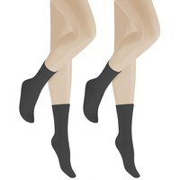 HUDSON Damen ONLY 2-PACK –  35/38 – Socken im Doppelpack aus hochwertiger Schurwolle – Grau-mel. (Grau)