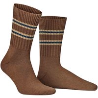 HUDSON Herren CRUDE –  39/42 – Socken mit sportlichen Ringeln – Wood 0891 (Braun)