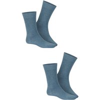 HUDSON Herren ONLY 2-PACK –  43/46 – Klassische Herren Socken im Doppelpack – Jeans-mel. (Blau)