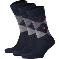 Burlington Kurzsocken Herren Socken PRESTON 3er Pack – Rautenmuster