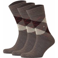 Burlington Kurzsocken Herren Socken PRESTON 3er Pack – Rautenmuster