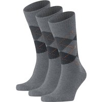 Burlington Kurzsocken Herren Socken PRESTON 3er Pack – Rautenmuster