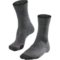 FALKE TK2 Trekkingsocken, Wollanteil, Rippbündchen, für Damen, grau, 39/40