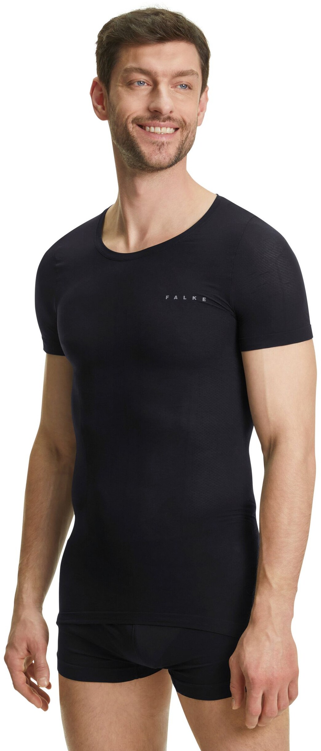 FALKE Unterhemd, sportiv, Kurzarm, für Herren, schwarz, XL