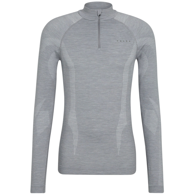 FALKE Wool Tech 1/2-Zip langarm Unterhemd Herren 3757 – grey-heather L