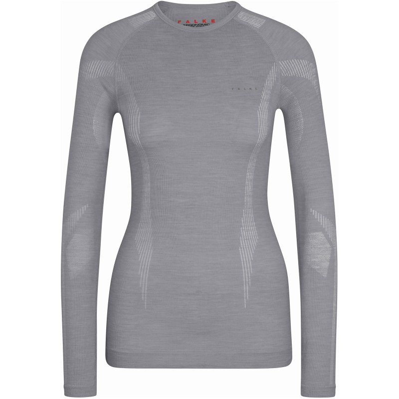 FALKE Wool Tech langarm Unterhemd Damen 3757 – grey-heather L